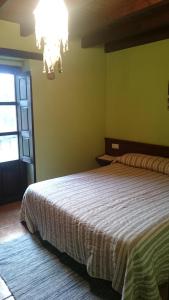 - une chambre avec un lit et un lustre dans l'établissement El Cantiellu, à Zardón