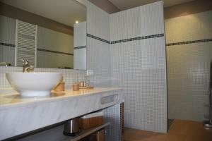 une salle de bain avec lavabo et douche dans l'établissement B&B El Ranxo, à Franciach 36 autres photos