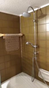 Sauze di CesanaにあるNel Borgo Incantatoのバスルーム(シャワー、シャワーヘッド付)が備わります。