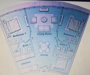 un dibujo de un plano del suelo de una sala de estar en VORTEX SUITES KLCC by PNUT With NETFLIX, en Kuala Lumpur