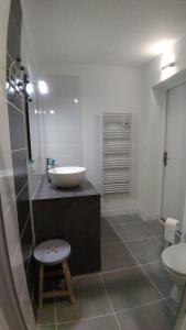 a bathroom with a sink and a toilet at Gite LA CHARRETTERIE in Martragny