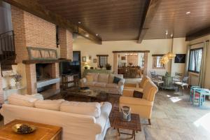 a large living room with couches and a fireplace at La Casona del Torcon in Navahermosa