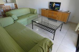 een woonkamer met 2 banken en een tv bij San Marino apartment in Los Cristianos
