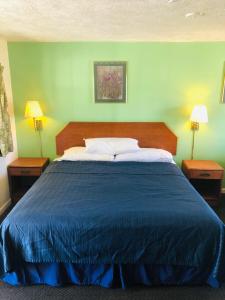 Un pat sau paturi într-o cameră la Woodridge Motel