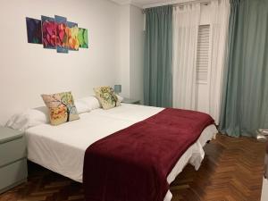 オレイロスにあるDotomboriのベッドルーム1室(赤毛布付きの大型ベッド1台付)
