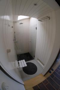 an overhead view of a bathroom with a shower at Quinta dos Baldo in Freixo de Espada à Cinta