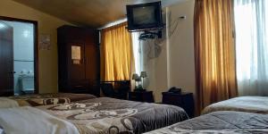 Postel nebo postele na pokoji v ubytování Hostal El Roble