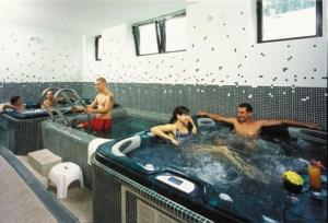 a group of people in a hot tub at Hotel Esprit in Špindlerův Mlýn