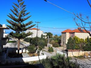un pino in una strada in una città di Casa di kampos ad Adelianos Kampos