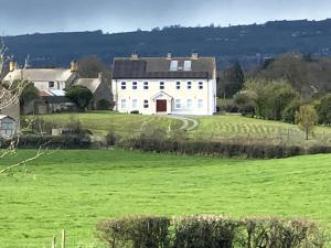 a large white house in a green field at Royal Hillsborough Rural Retreat Siren Stays in Hillsborough