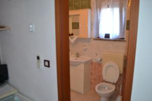 a bathroom with a toilet and a sink at Villa Verde Apartments and Rooms in Premantura