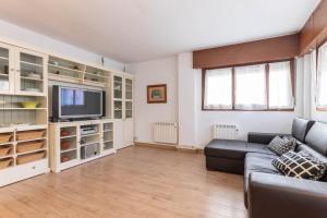 salon z kanapą i telewizorem w obiekcie Mundaka Home w mieście Mundaka