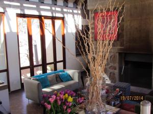 a living room with a couch and a fireplace at Iwa Imfene Pvt Game Lodge, Welgevonden IMW2 in Welgevonden Game Reserve