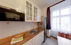 Kuchyň nebo kuchyňský kout v ubytování Apartmány Tábor