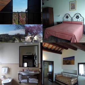 a collage of photos of a bedroom and a bathroom at FATTORIA DELLA BILANCIA in San Giovanni in Marignano