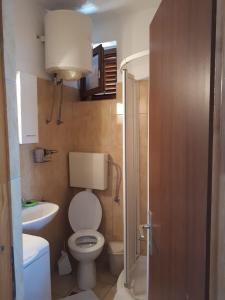 a small bathroom with a toilet and a sink at Mala Basina -Maslina in Vrbanj