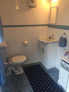 a bathroom with a toilet and a sink at Cummins Cottages in Ballycrossaun +51 photos