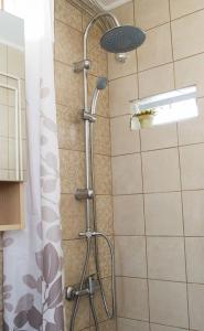 a shower with a shower head in a bathroom at INSPIRATION Guestroom with Amazing Roof Garden in Athens