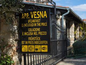 Certifikát, hodnocení, plakát nebo jiný dokument vystavený v ubytování Apartments Vesna