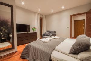 Posteľ alebo postele v izbe v ubytovaní ApartSerwis - Apartament Zacisze