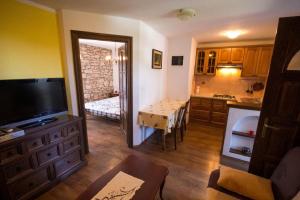 Una sala de estar con cocina y comedor. en Rade Stancijeta Apartments, en Novigrad Istria