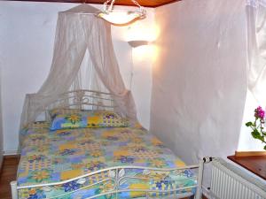 ein Schlafzimmer mit einem Himmelbett in der Unterkunft Apartment Le Ruisseau by Interhome in Ocourt
