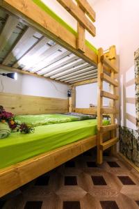 a bedroom with two bunk beds and a ladder at Hostel Put Svile in Subotica
