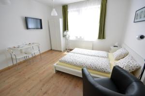 Televízia a/alebo spoločenská miestnosť v ubytovaní Toldi Apartments Pécs