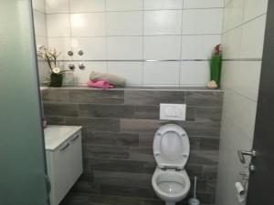 a bathroom with a toilet and a sink at Guesthouse Porec in Poreč