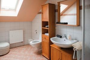 a bathroom with a sink and a toilet at Sixt Martina in Lam +42 photos