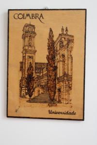 a drawing of a building with a clock tower at FeelCoimbra Apartamento Santa Cruz in Coimbra