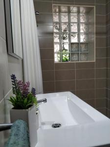 a bathroom with a white bath tub with a window at Casa da Tia Dulce in Pataias +36 photos