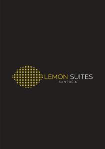 a yellow logo on a black background at Lemon Suites Santorini in Fira