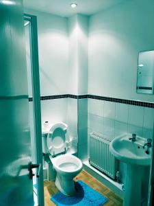 a bathroom with a toilet and a sink at Longford Street, Derby in Derby