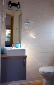 un bagno con lavandino e WC di DOMKI WYPOCZYNKOWE ZOSIA I HELENKA a Puck