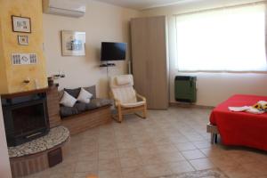 a living room with a couch and a fireplace at Appartamenti B&B Alborada in Colonnella