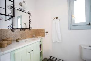 a bathroom with a sink and a mirror and a toilet at Villa Filitsa in Platis Gialos