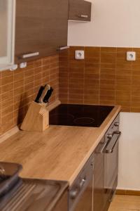 Kuchyň nebo kuchyňský kout v ubytování Apartmány Hrady