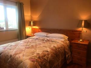 
a bedroom with a bed and a lamp at Muckross Riding Stables in Killarney
