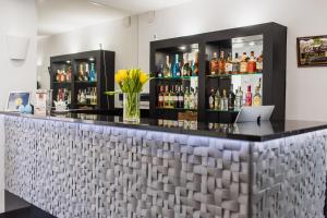a bar with a laptop on top of it at Pause Gubin in Gubin