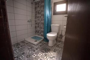 a bathroom with a toilet and a shower at Luminous Apartment in Agia Triada +13 photos