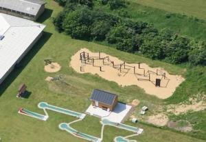 an aerial view of a park with a playground at Roslev Vandrerhjem-Hostel in Roslev