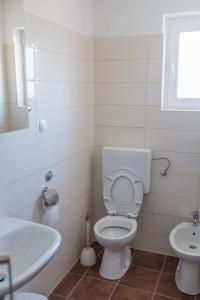 a bathroom with a white toilet and a sink at Apartment Sv. Marak in Risika