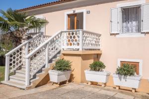 a house with three potted plants on the stairs at Apartment Sv. Marak in Risika
