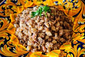 a plate of food with a pile of stuffing at Grand Hotel Il Ninfeo in Gaeta