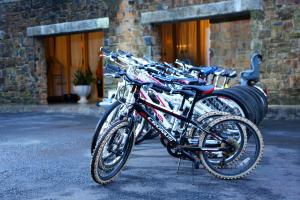 a group of bikes parked in front of a building at Goha Hotel in Gonder