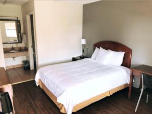 een hotelkamer met een groot bed en een bureau bij Americas Best Value Inn-Princess Anne in Princess Anne