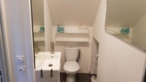 a small bathroom with a toilet and a sink at Le Rousseau Sarlat in Sarlat-la-Canéda +11 photos