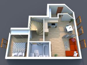 Grundriss eines Hauses in der Unterkunft #5 SLADKIY SLIVA Maisonette Boutique Apartment in Leipzig