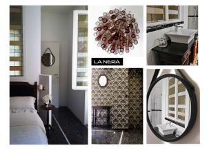 uma colagem de fotografias de um quarto com uma cama e um espelho em Plan Sea Guest House em Santa Margherita Ligure